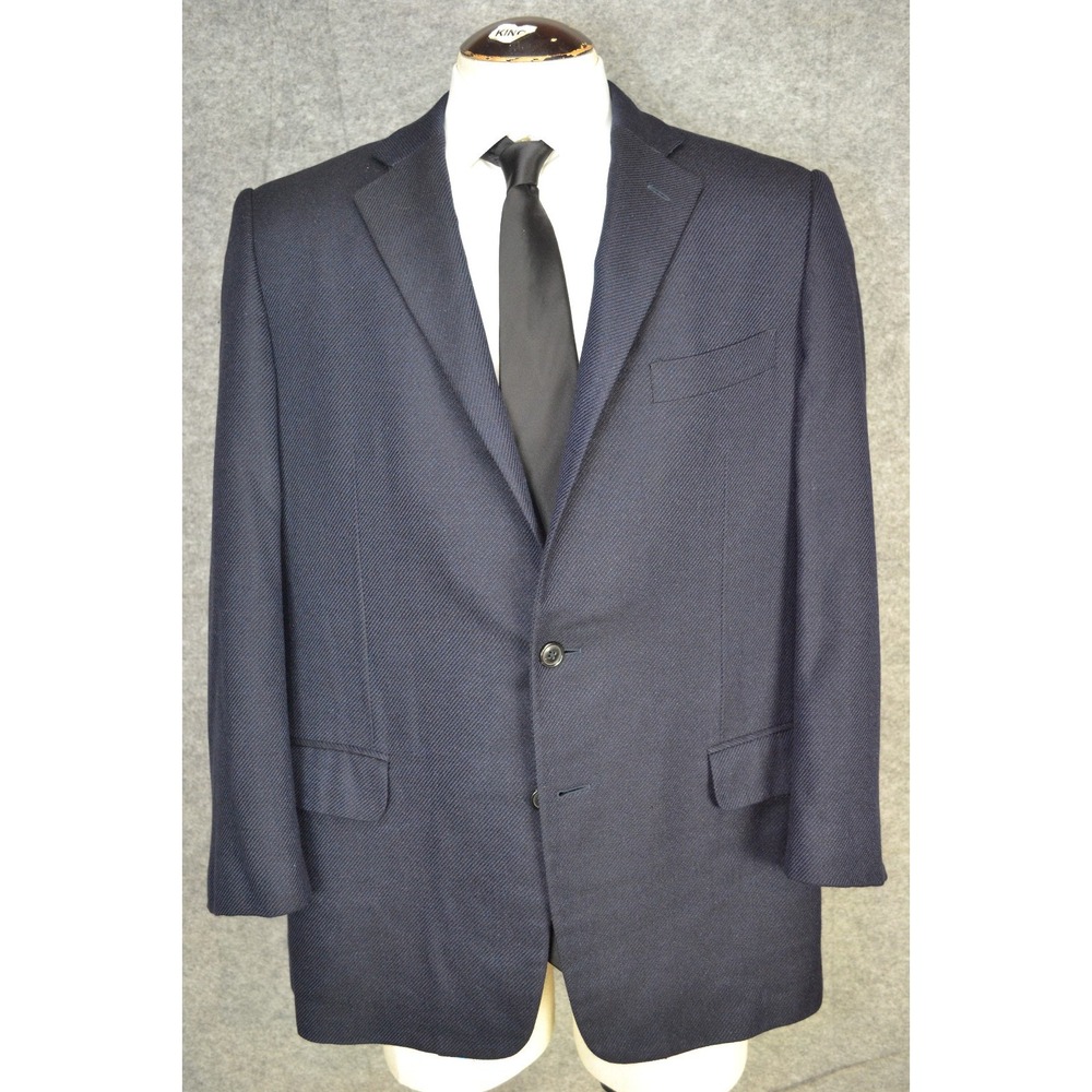Ermenegildo Zegna Italy 55% Silk Wool Blazer Jacket Men‎ 46 Navy Blue Sport Coat